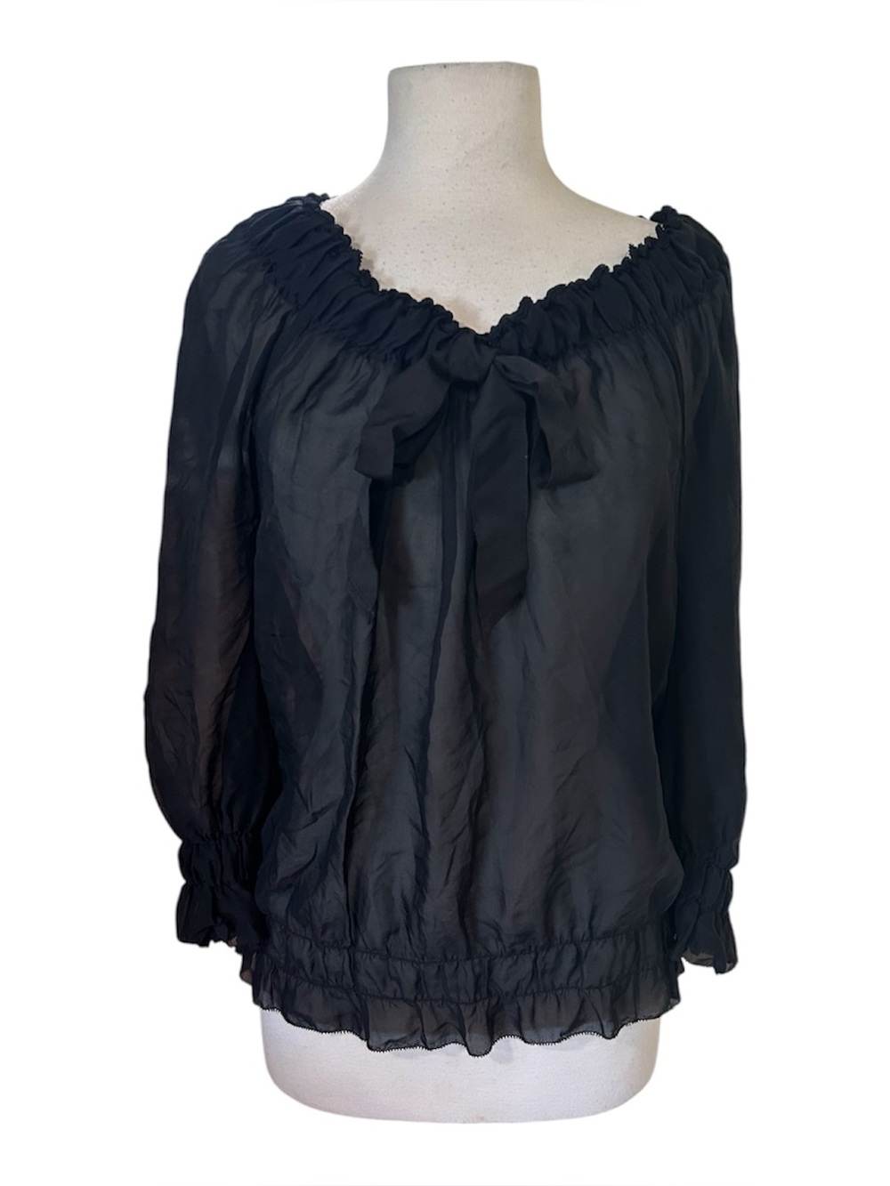 Twenty8Twelve Black Sheer Blouse Goth Grunge Whimisgoth Dark Romantic Sz S